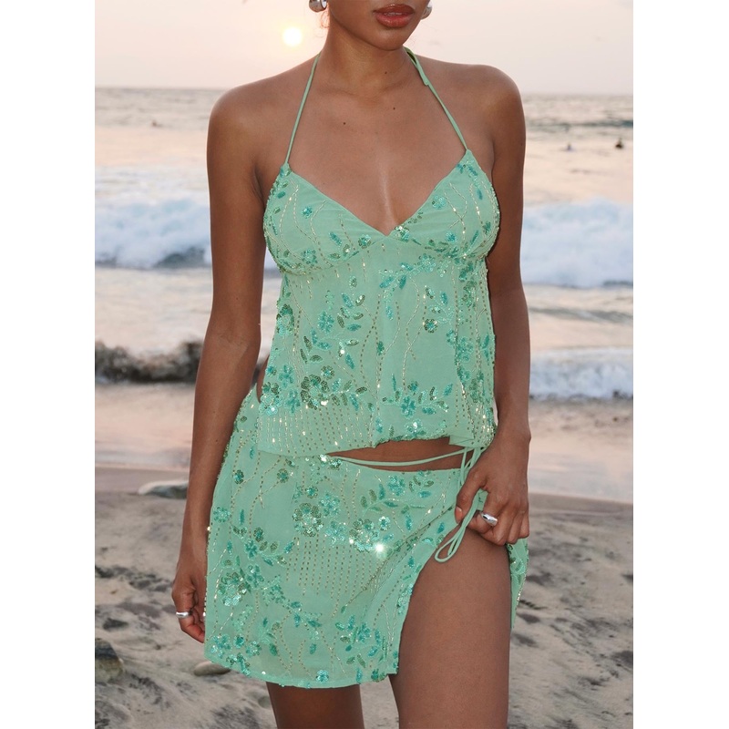 What A Coincidence Beaded Top Teal