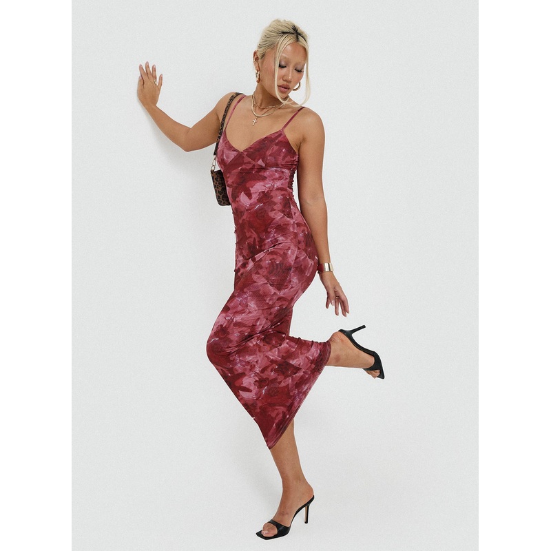 Hathaway Maxi Dress Burgundy Floral