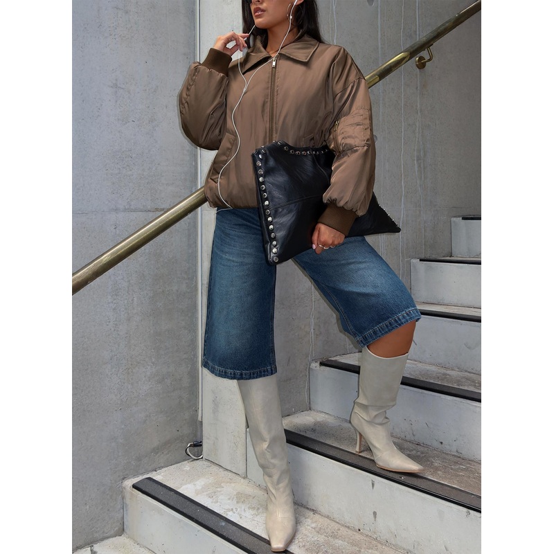 Say Less Bomber Jacket Dark Brown