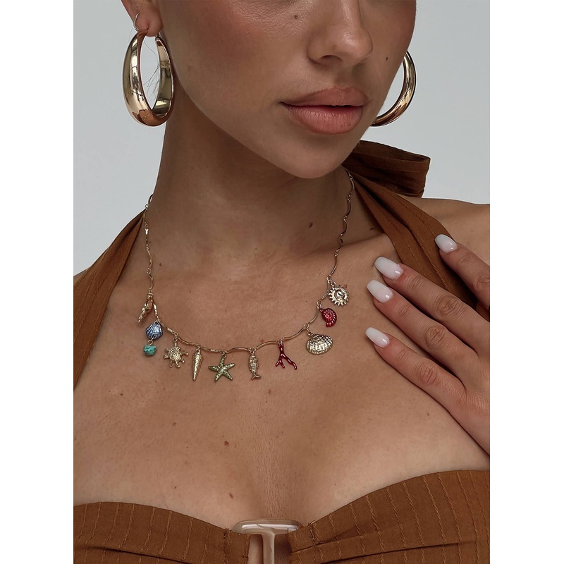 Aquata Charm Necklace Gold