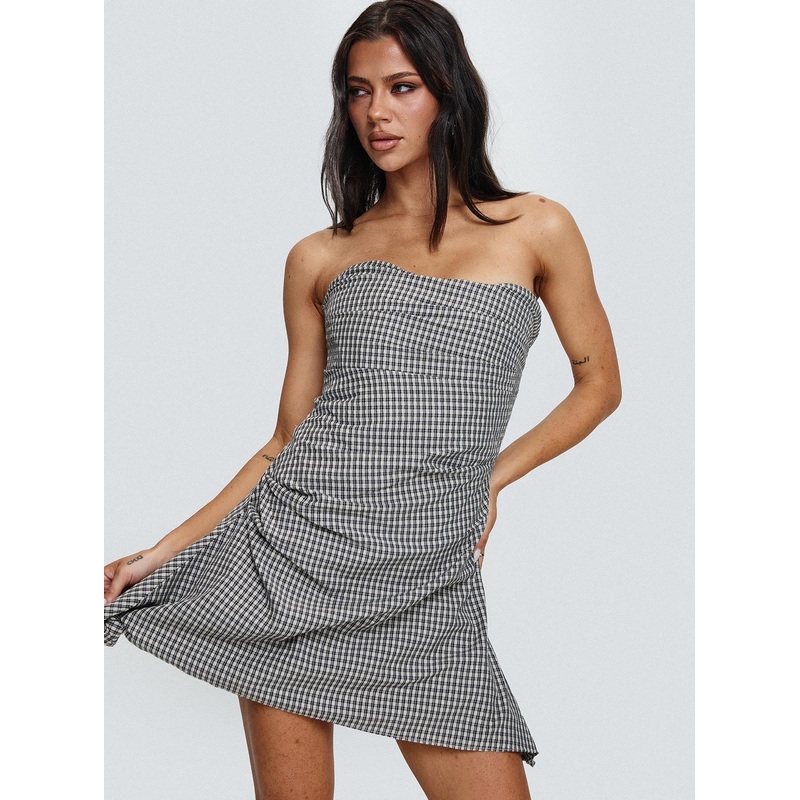 Bradwell Strapless Mini Dress Check