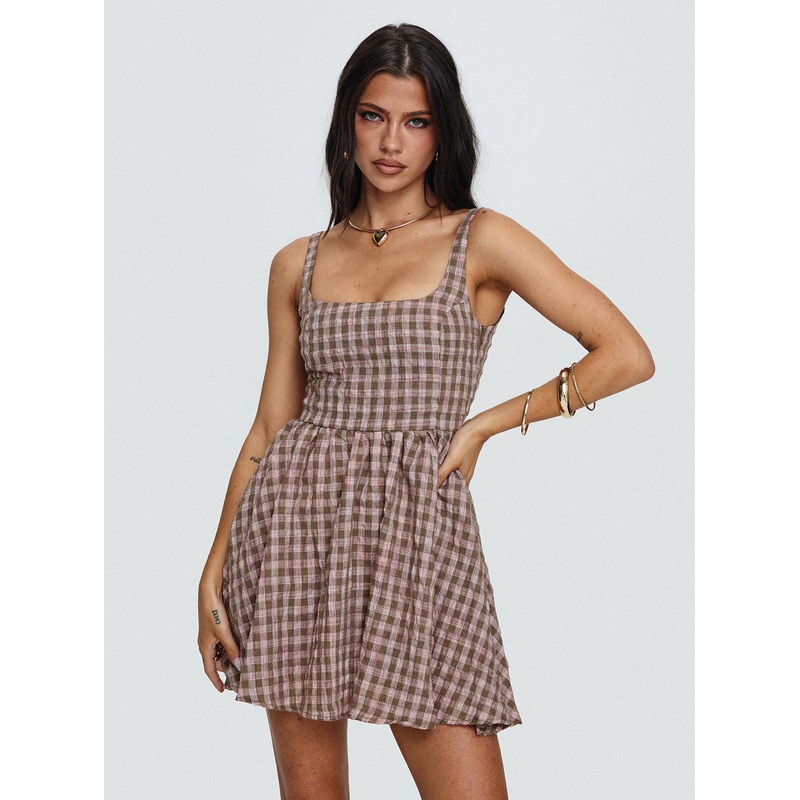 Cartmel Mini Dress Brown / Pink