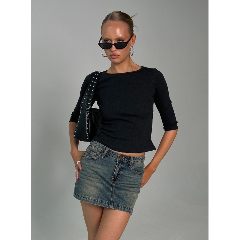 Elaia 3/4 Sleeve Top Black