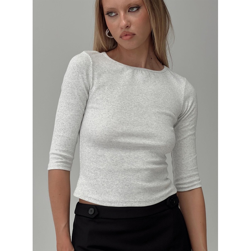 Elaia 3/4 Sleeve Top Grey Marle