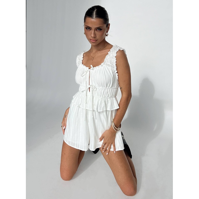 Elestrene Playsuit White