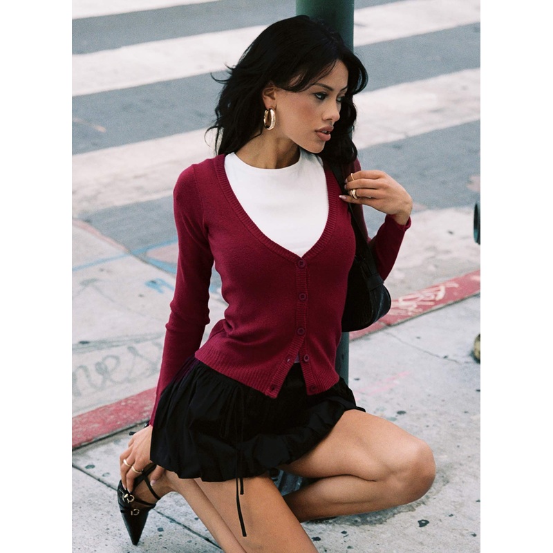 York Cardigan Cherry Red