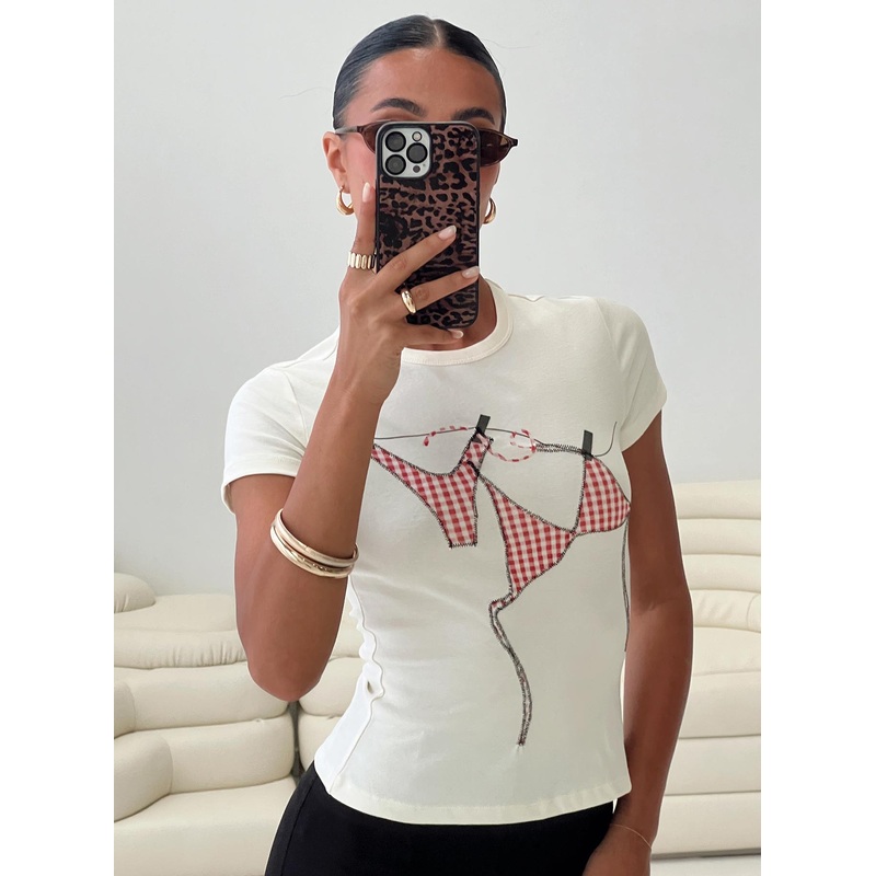 By The Seaside Graphic Top Cream