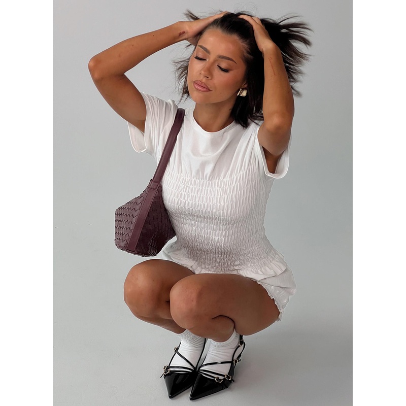 Maybe Tomorrow Ruched Top White