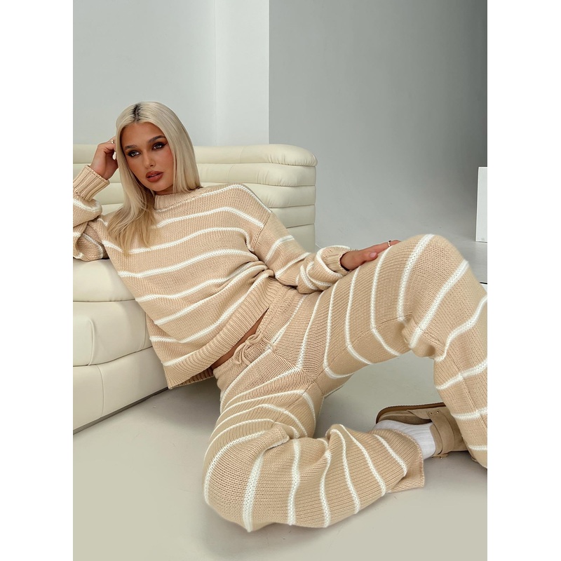 Read Your Mind Knit Pant Cream Stripe
