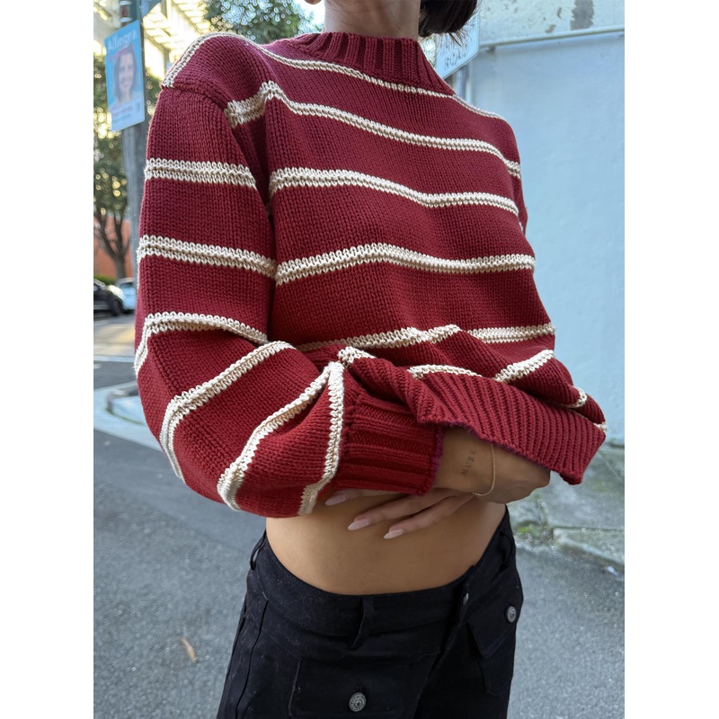 Read Your Mind Knit Sweater Maroon Stripe