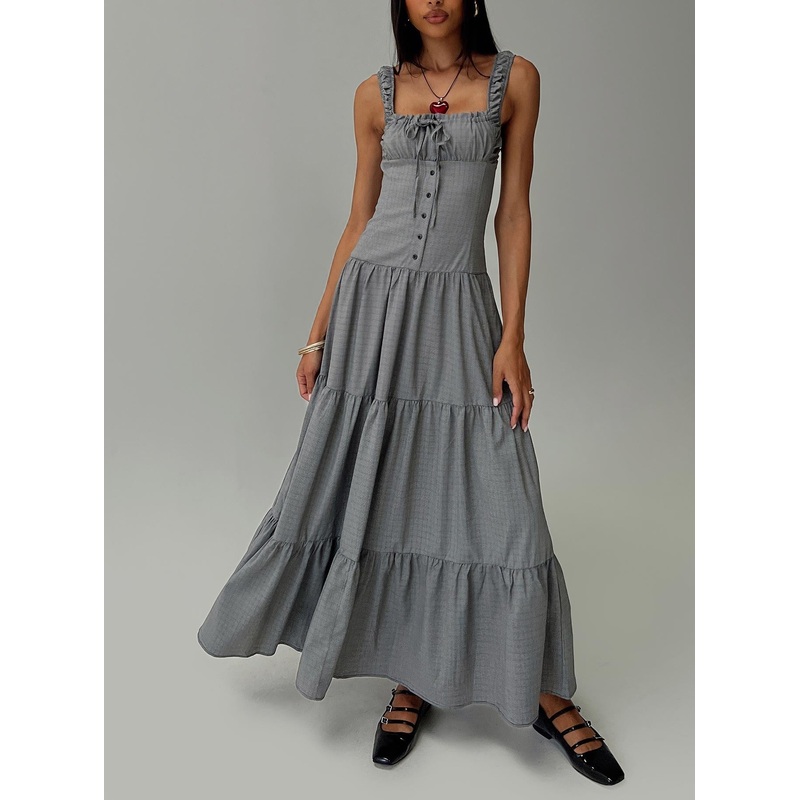 Ballerina Maxi Dress Onyx Gingham