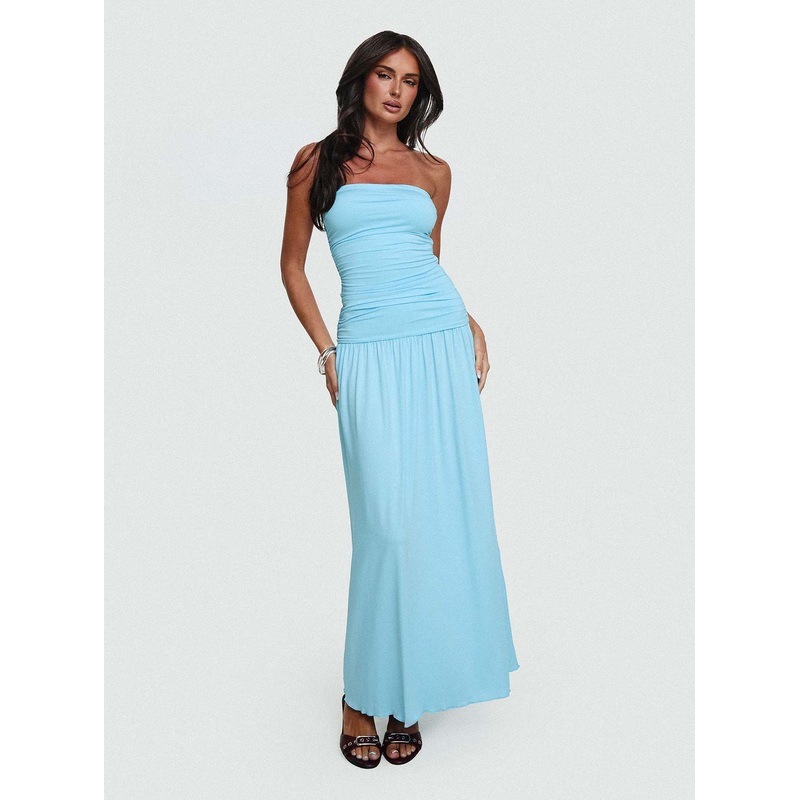 Glorie Strapless Maxi Dress Light Blue
