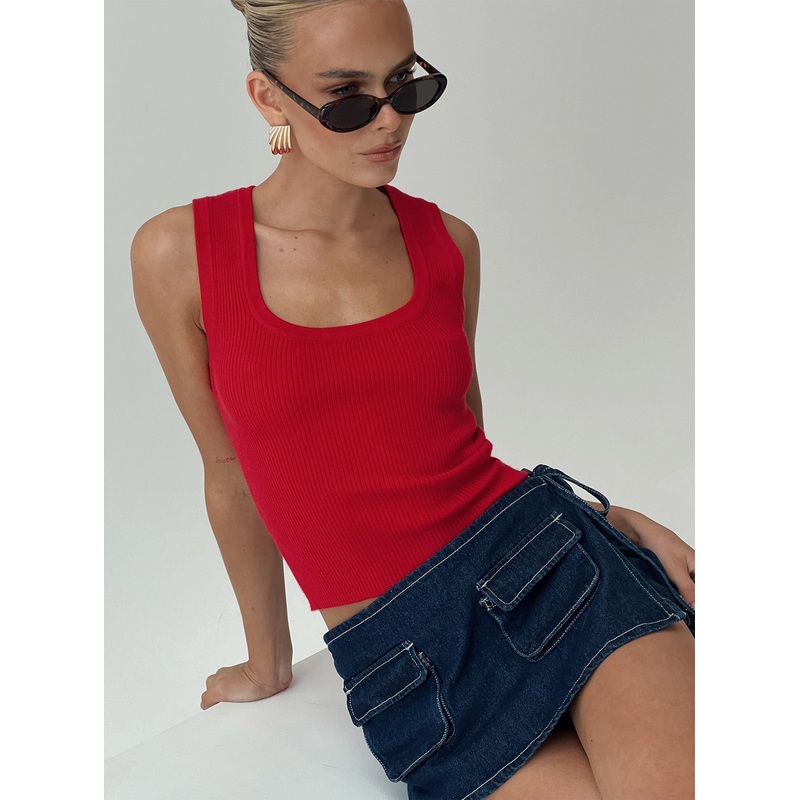 Issues Knit Top Red