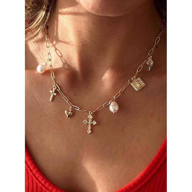 Super Trouper Charm Necklace Gold