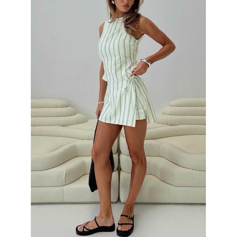 Gulliver Tie Side Mini Skort Green Stripe