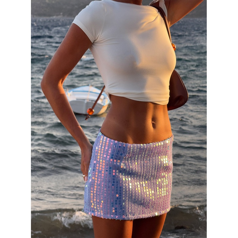 Headliner Shimmer Mini Skirt Purple