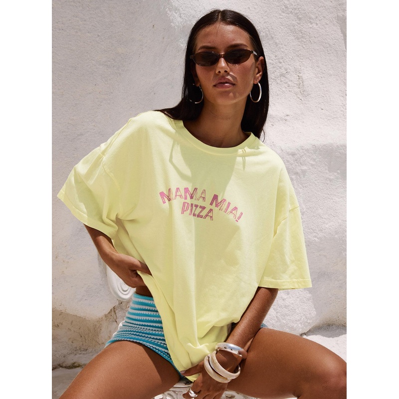 Made With Love Graphic Top Pastel Yellow