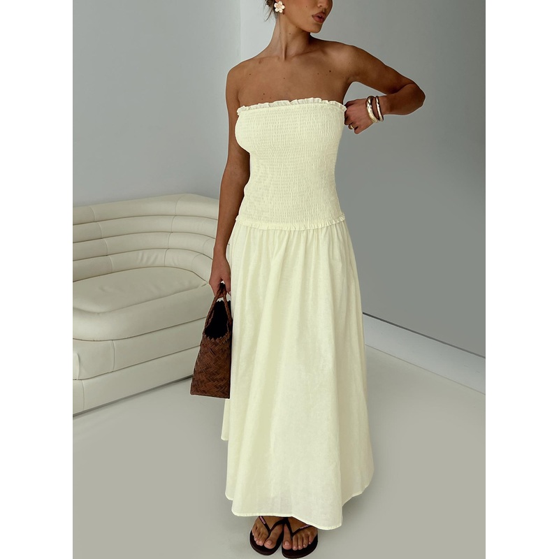 Tinsie Strapless Maxi Dress Yellow