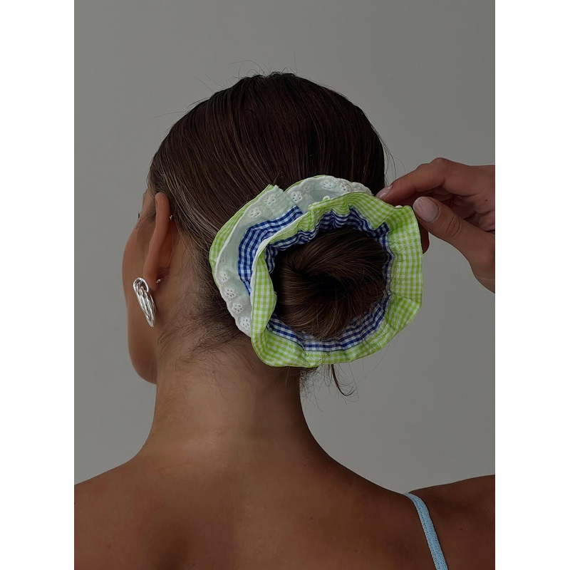 Vandon Check Scrunchie Green / Blue