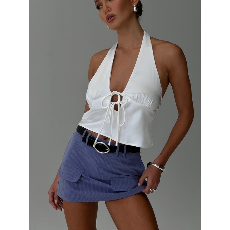 Yolandah Satin Halter Top White