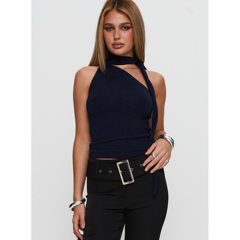 Anderstone Neck Tie Top Navy