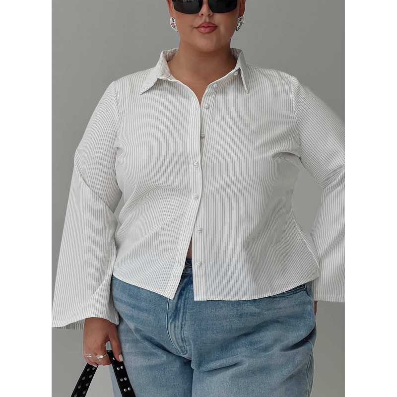 Anni Stripe Shirt Pinstripe White Curve