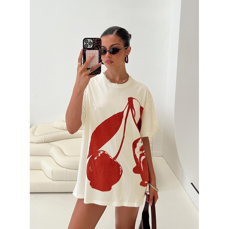 Cherrie Amore Oversized Tee White