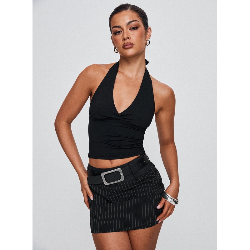 Christel Pinstripe Skort Black