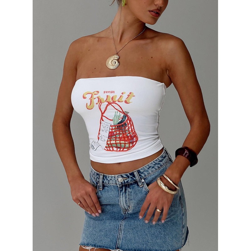 Fresh Fruit Strapless Top Ivory