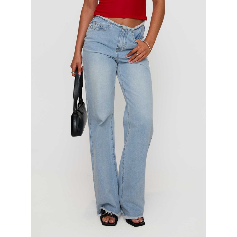 Hawke Frayed Jeans Mid Blue