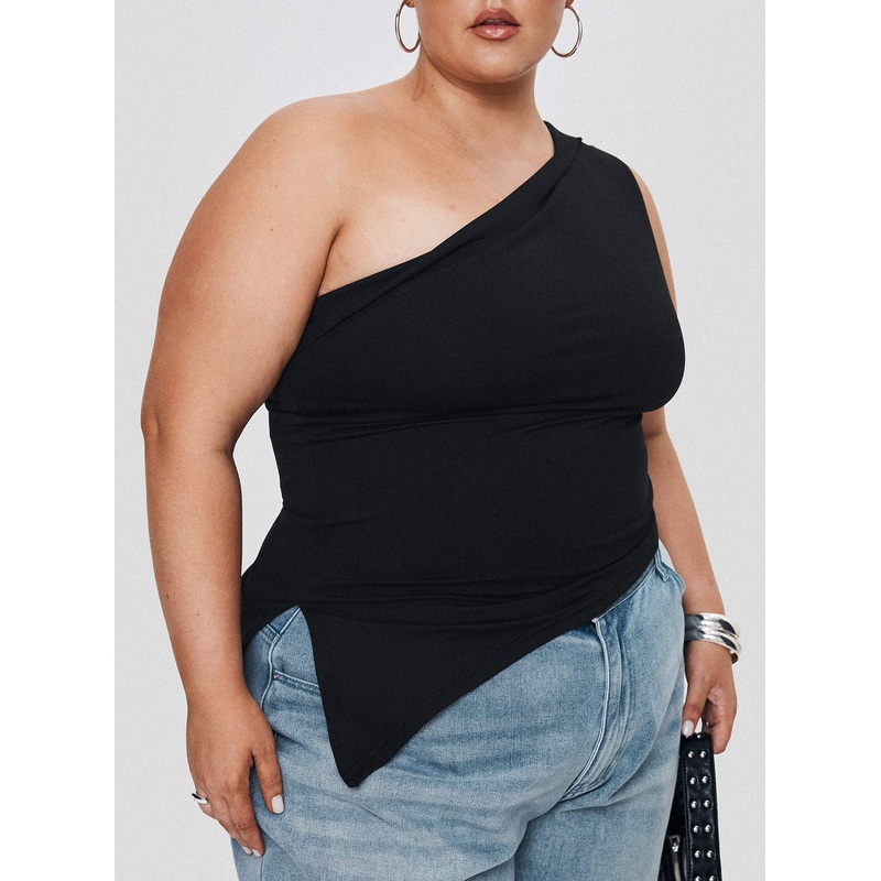 Lunah One Shoulder Top Black Curve