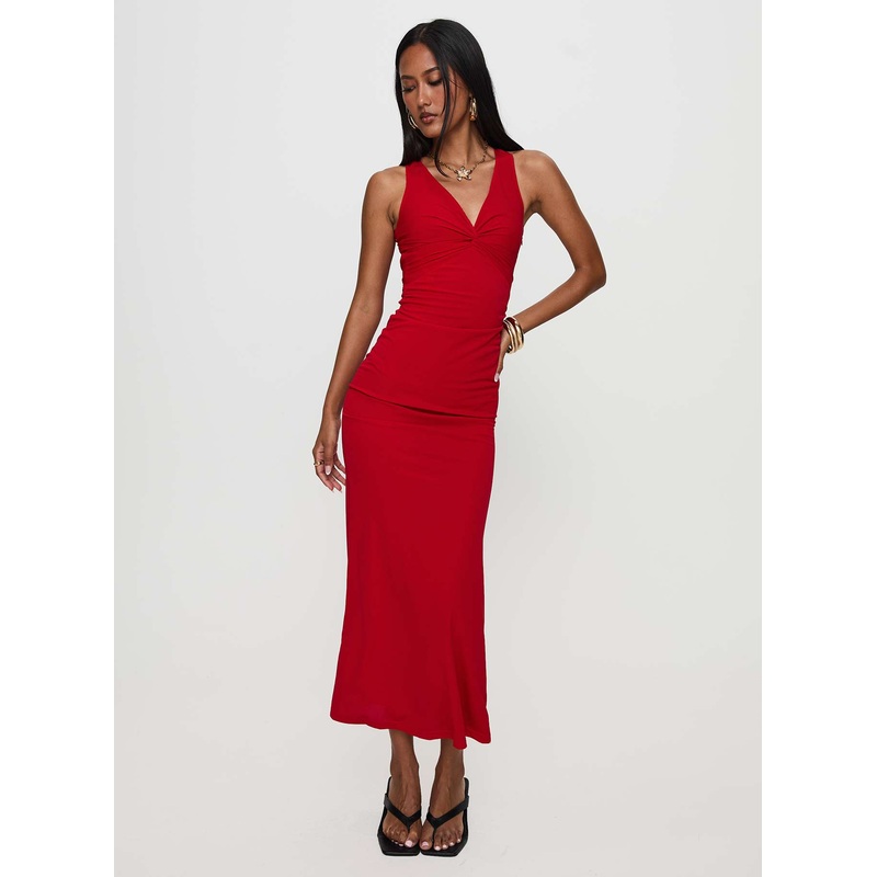Mesmerise Halter Maxi Dress Red