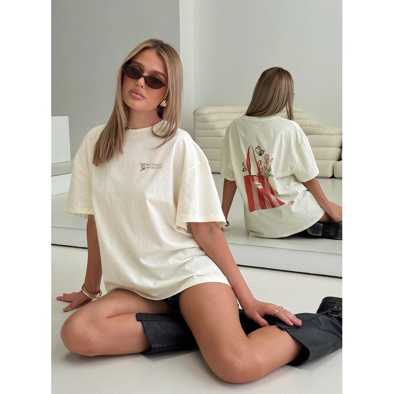 Princess Polly x Butterfly Foundation Charity Merch Oversized Tee Cream