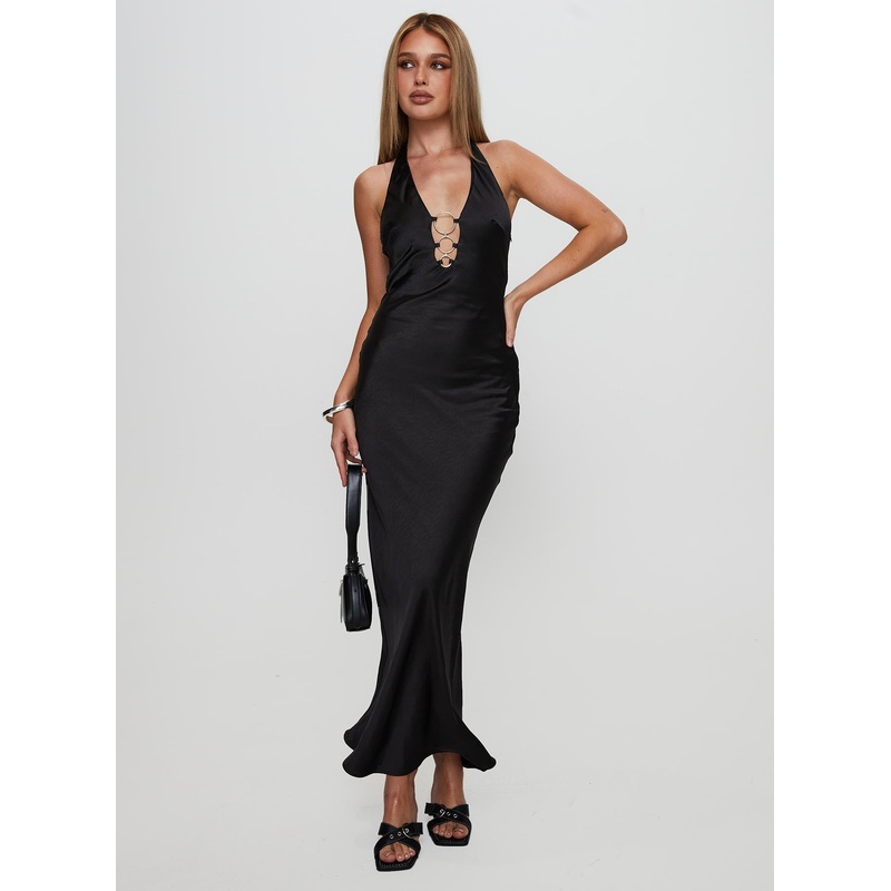 Vasilisa Halter Neck Maxi Dress Black