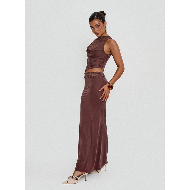 Vesperine Lace Maxi Dress Cocoa Brown