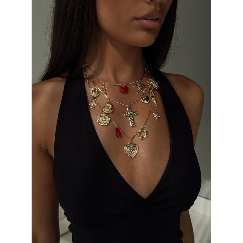 Cash Out Layered Charm Necklace Gold