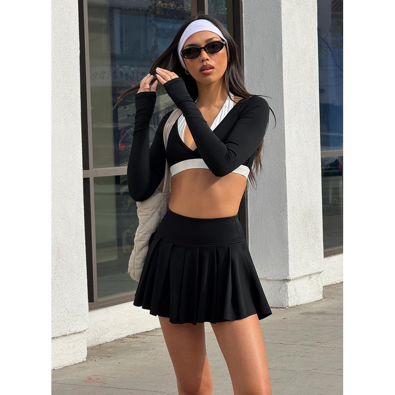 Dynamic Pleat Active Skort Black