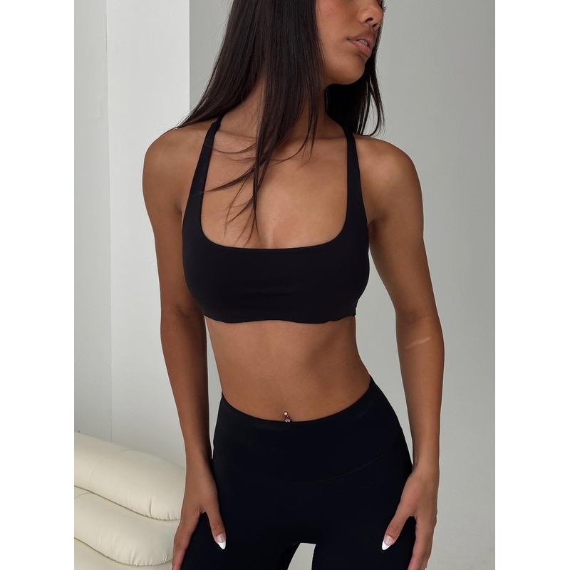 Finish Line Active Cross Back Top Black