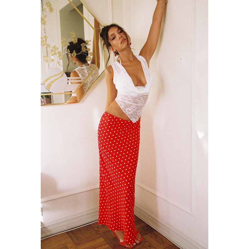 Hayze Maxi Skirt Red / White Polka