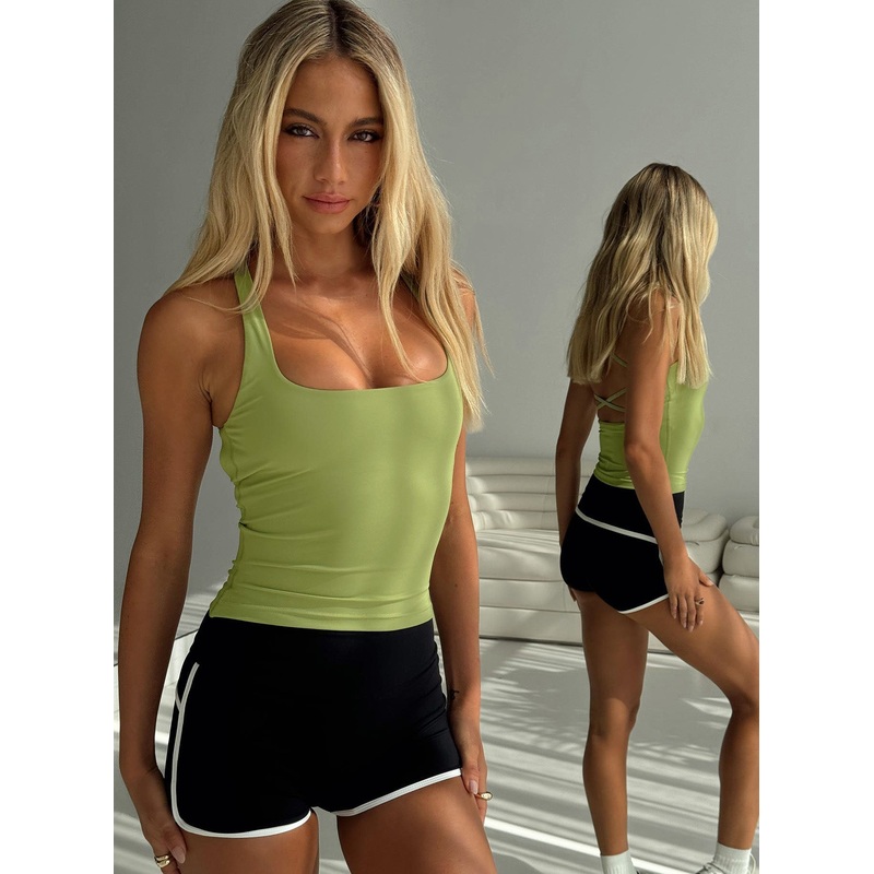 Layup Active Longline Cross Back Top Green