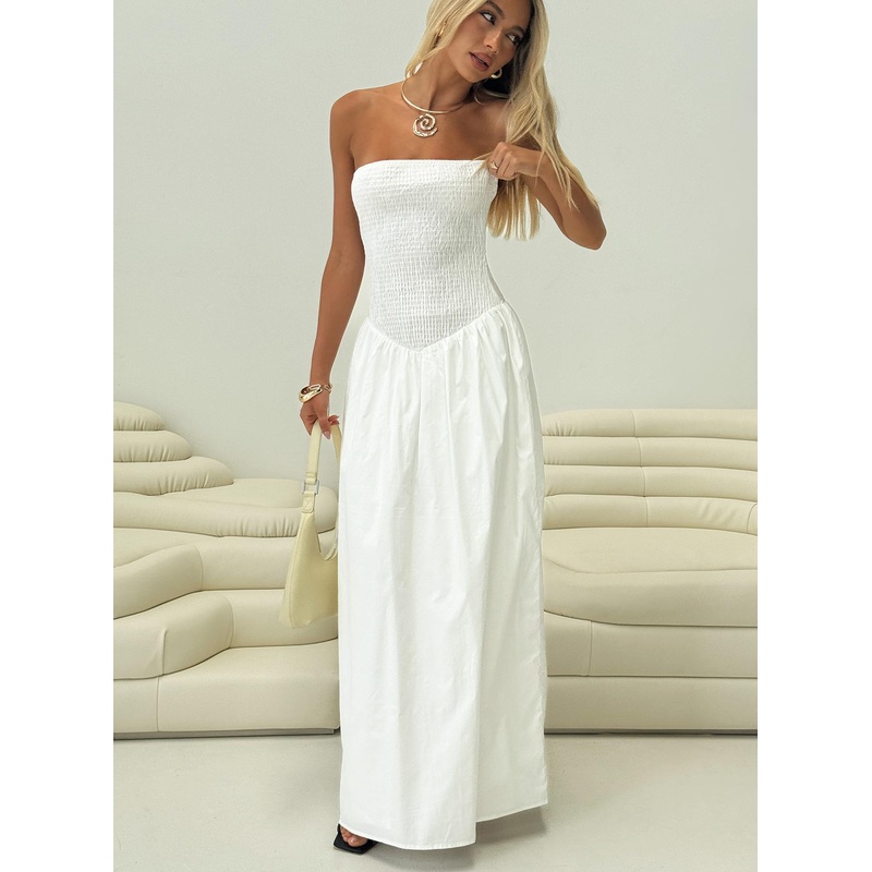 Percie Strapless Maxi Dress White
