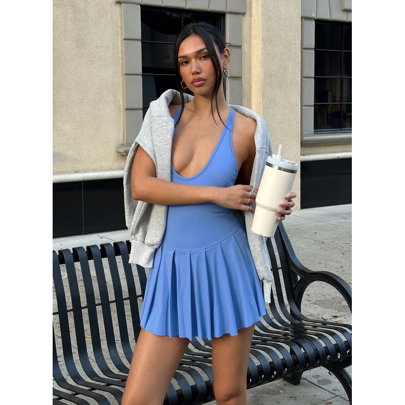 Spirit Pleat Tennis Romper Blue