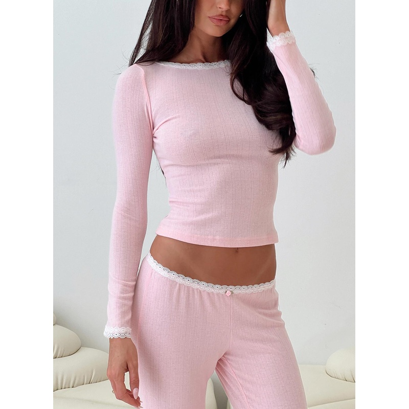 Whimsie Long Sleeve Sleep Top Pink