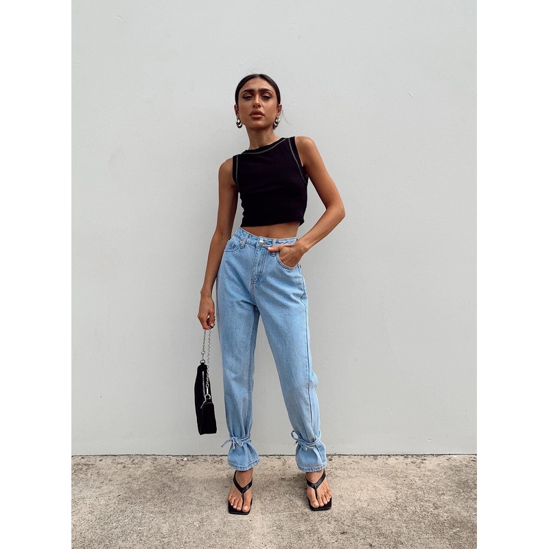 Connection Ankle Tie Denim Jeans