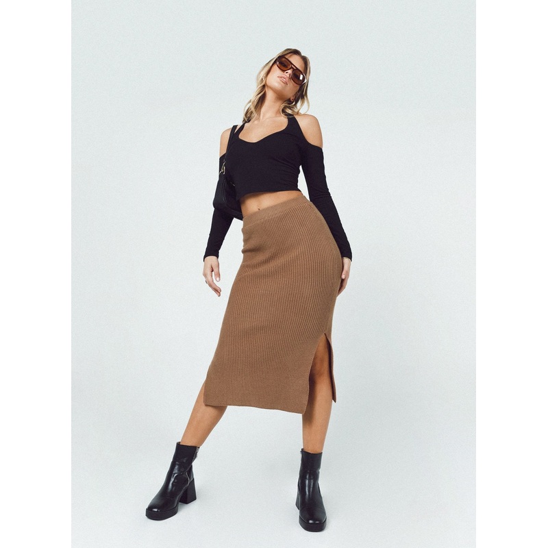Tanna Midi Skirt Brown