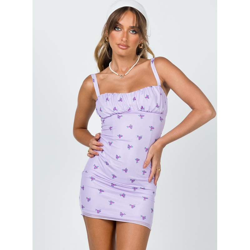 Tiffany Mini Dress Purple Floral