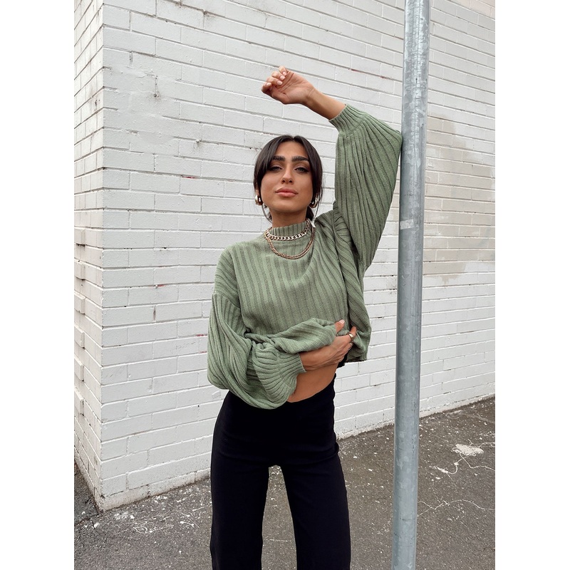 Innerbloom Oversized Sweater Dark Green