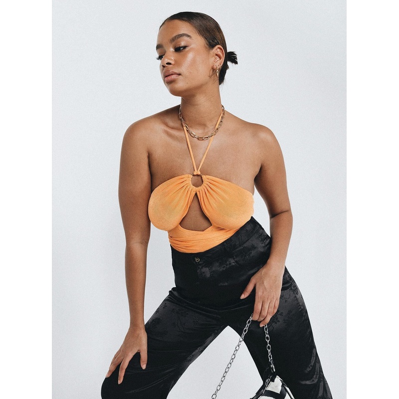 Loriella Ring Detail Bodysuit Orange