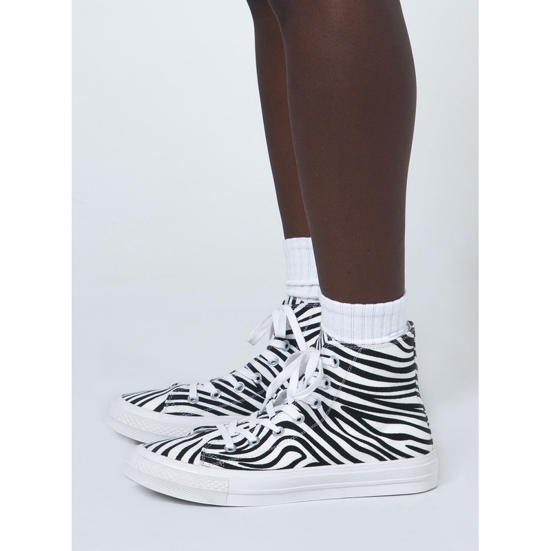 Sahara Zebra Canvas High Top Sneakers