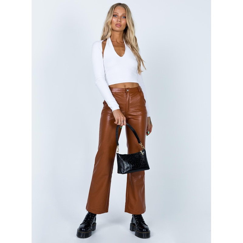Ashlea PU Pants Brown